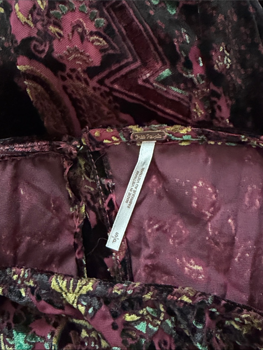 Free People Printed Velvet Dress Size Small - Picture 6 of 8